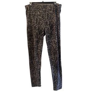 Cuddl Duds‎ Fleecewear With Stretch Leopard Print Leggings Black Gray Size Large